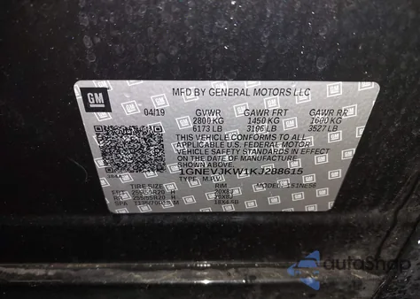 2019 Chevrolet Traverse High Country z USA, uszkodzony, nr VIN 1GNEVJKW1KJ288615